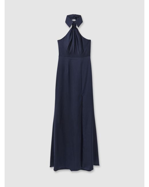 Halston Heritage Blue Halter Neck Maxi Dress