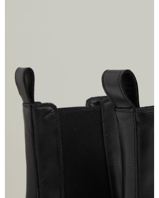 Reiss Black Leather Cleated Sole Chelsea Boots