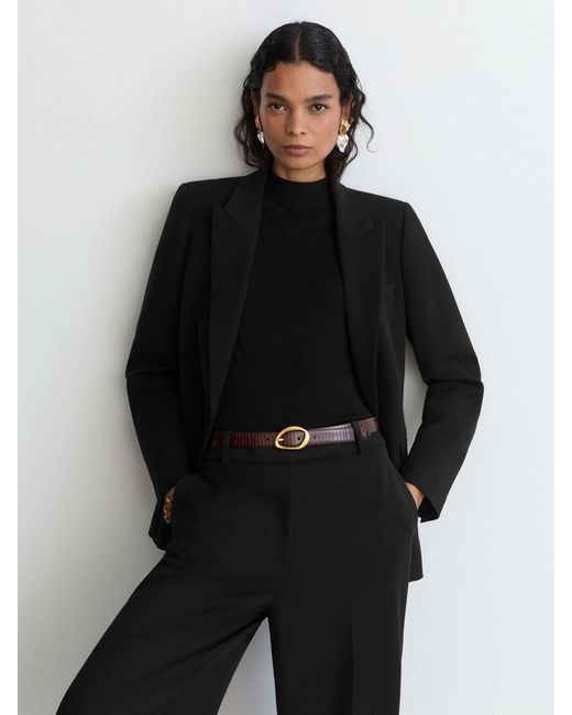 Reiss Black Petite Wide-Leg Suit Trousers