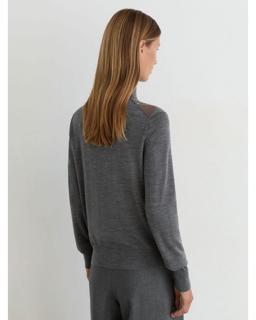 Reiss Gray Wool Argyle Funnel-Neck Jumper