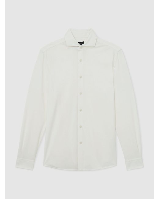 Reiss White Stretch- Cutaway-Collar Shirt Regular-Fit for men