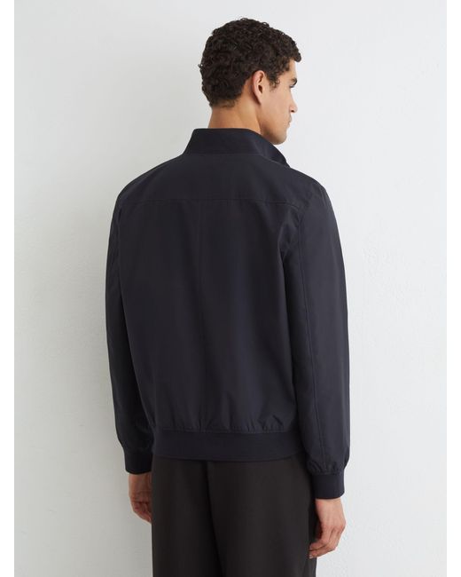 Reiss Blue Technical Button-Through Bomber Jacket for men