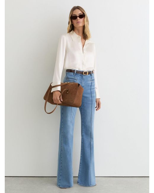 Reiss Natural Silk-Satin Concealed-Placket Shirt