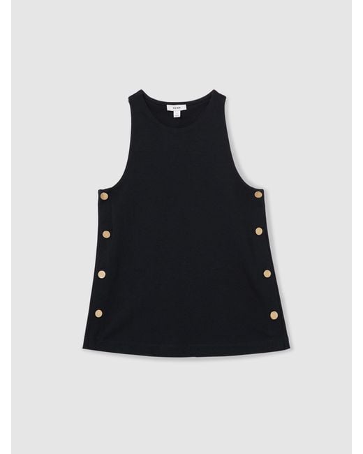 Reiss Blue Cosmo Button Side Sleeveless Top