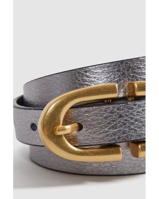 Reiss Bailey - Silver Metallic Leather Horseshoe Belt