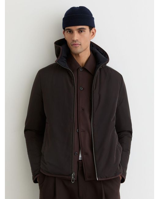Reiss Black Reversible Hooded Puffer Jacket for men
