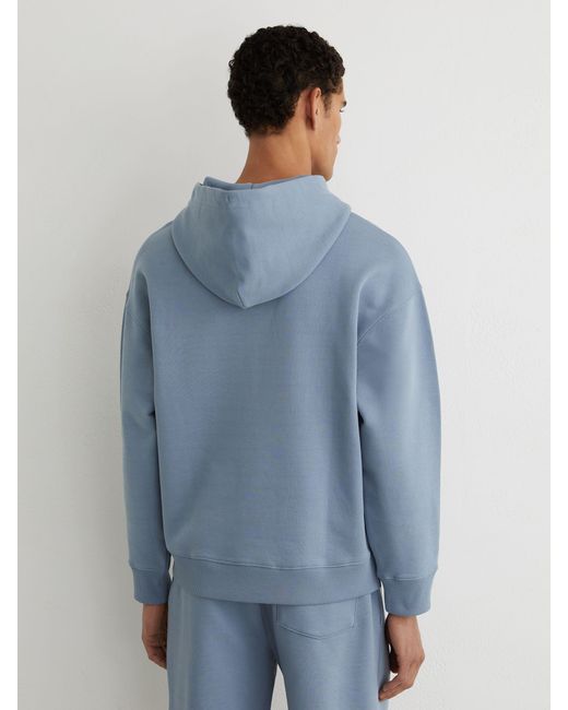 Reiss Blue Monogram Embroidered Relaxed Hoodie for men