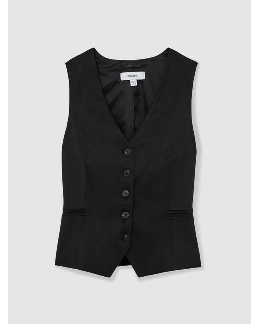 Reiss Black Millie Waistcoat Woven