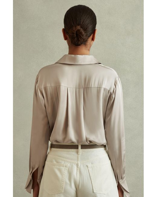 Reiss Natural Jasmine - Stone Fitted Layered Cuff Shirt, Us 8