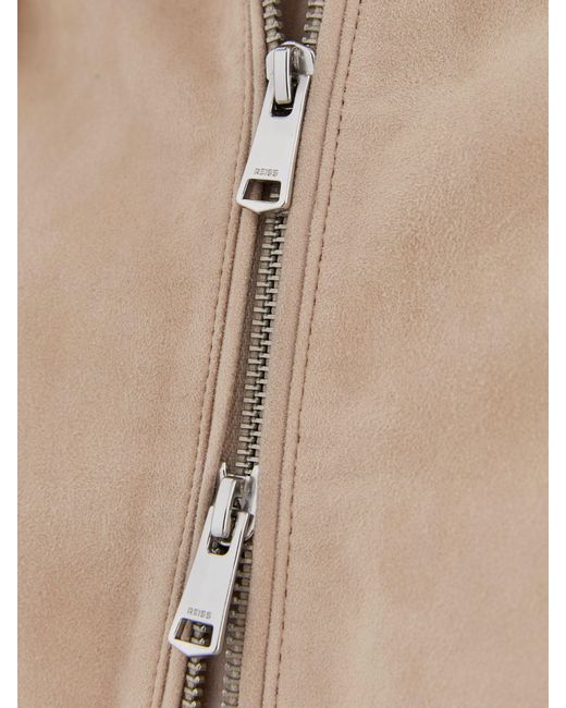 Reiss White Lottie Petite Cropped Bomber Jacket