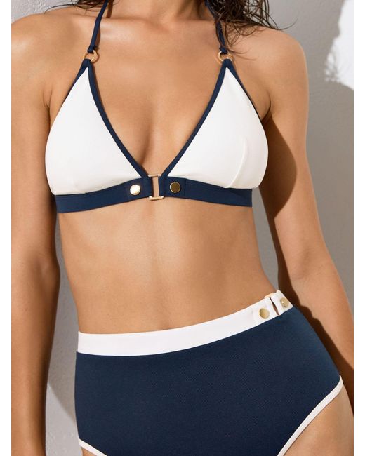 Reiss White Textured Colour-Block Bikini Bottoms