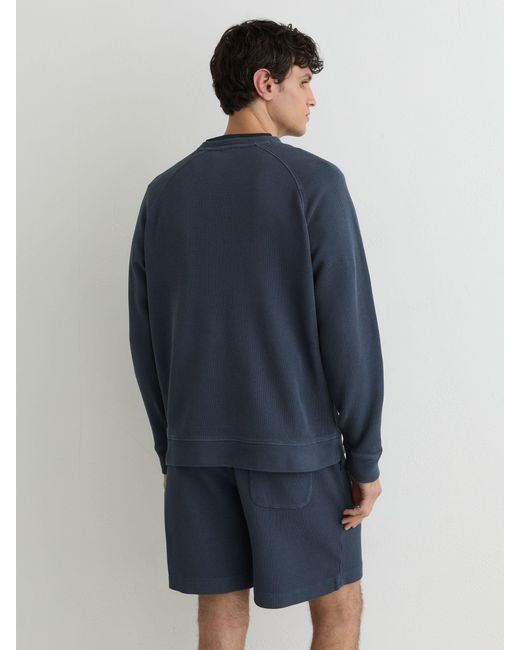 Reiss Drift - Airforce Blue Cotton-piqué Garment-dyed Sweatshirt, M for men