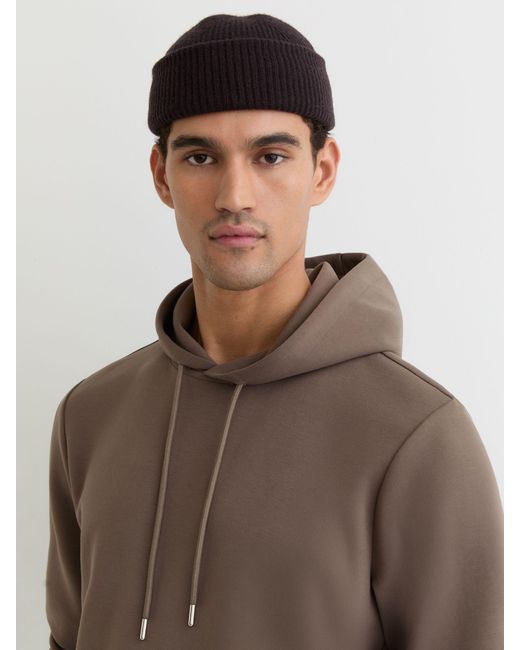 Reiss Brown Light Fabien Premium Interlock-Jersey Hoodie for men