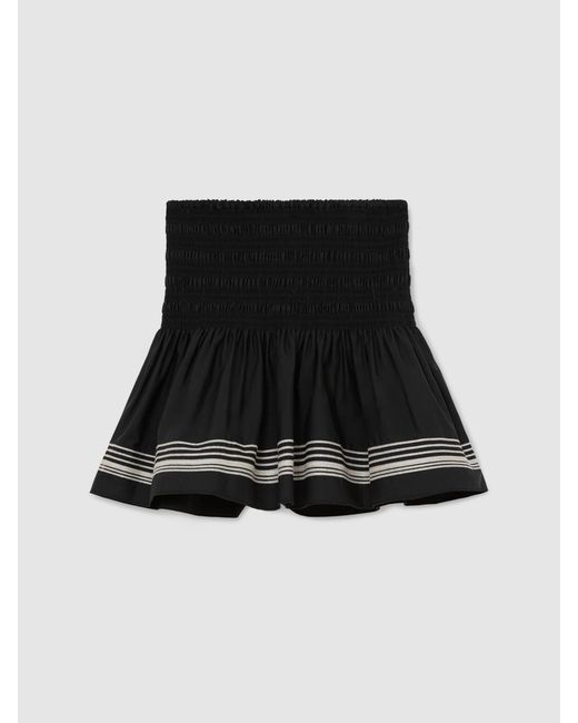 Reiss Black Cotton Stripe-Detail Mini Skirt