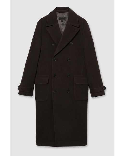 Reiss Black Format Coat Wool Plain for men