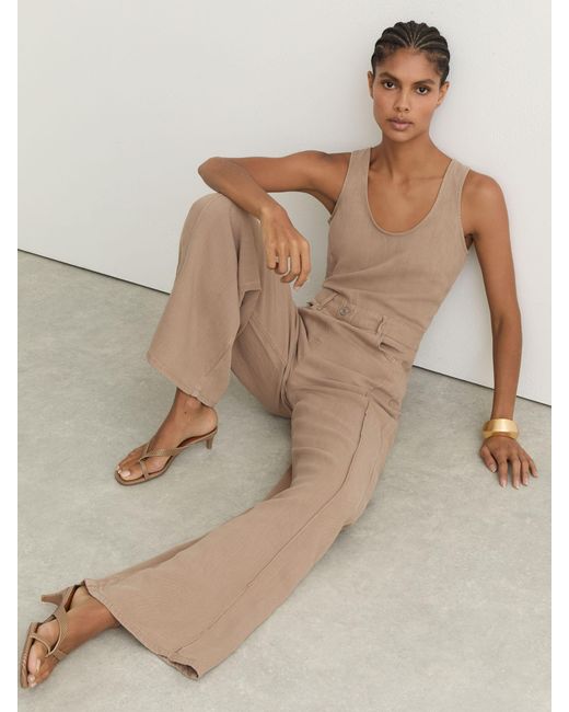 Reiss Natural Lyocell-Linen Wide-Leg Jumpsuit