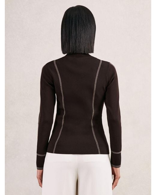 Reiss Natural Contrast-Stitch Knit Top