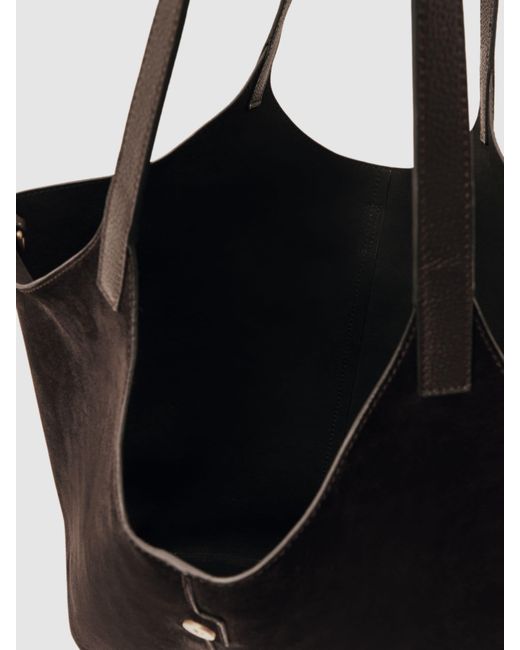 Reiss Black Lyra - Chocolate Leather And Suede Tote Bag, One