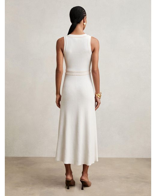 Reiss Natural Craft-Stitch Knitted Midi Dress