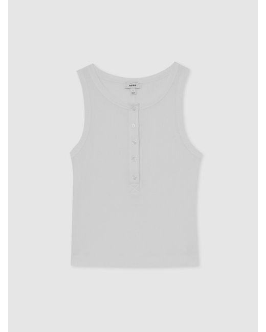 Reiss White Button Placket Vest