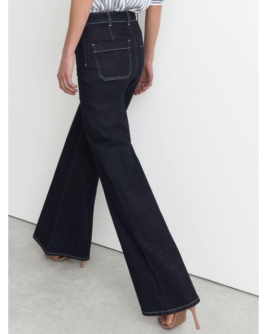 Reiss Blue Patch-Pocket Flared Jeans
