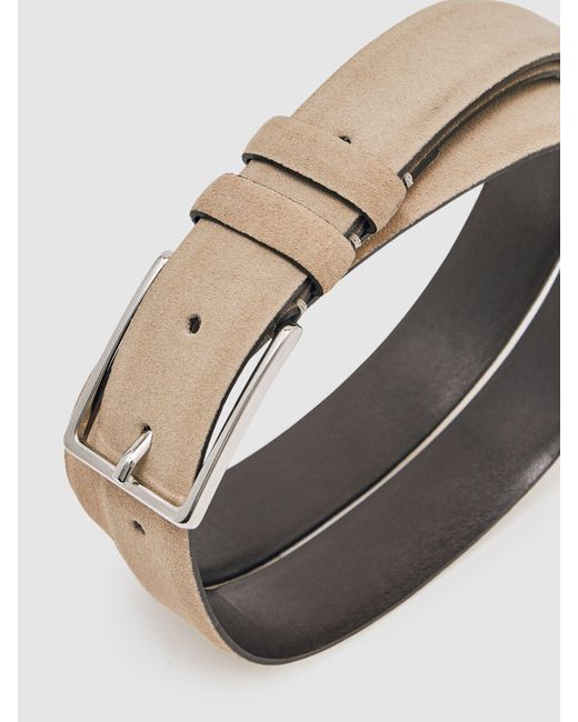 Reiss Gray Dante - Stone Dante Suede Belt, 32 for men