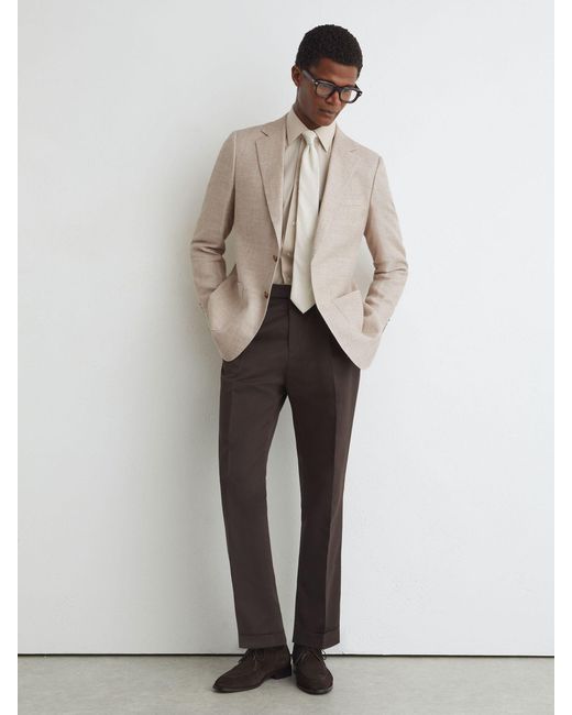 ATELIER Natural Linen Blend Single Breasted Tailored Fit Blazer for men