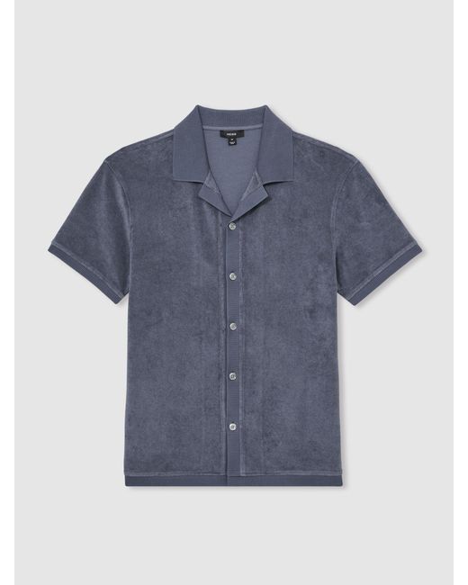 Reiss Blue Cotton Blend Towelling Shirt for men