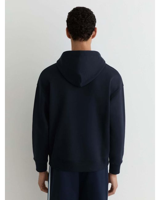 Reiss Blue Monogram Embroidered Relaxed Hoodie for men