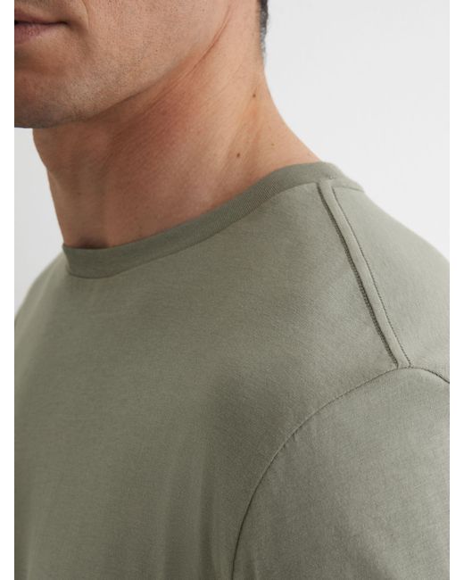 Reiss Green Bless - Dark Sage Cotton-jersey Crew Neck T-shirt, Xxl for men