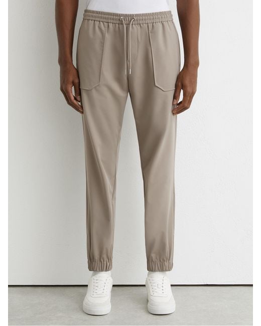 Reiss White Technical Cuffed Drawstring Trousers for men