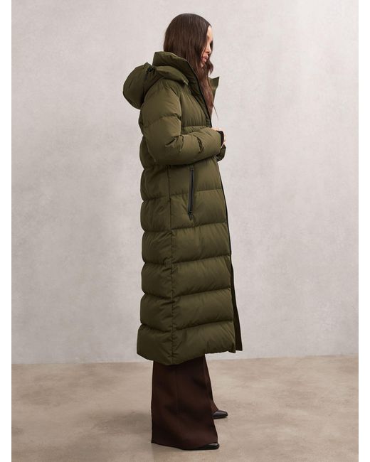 Reiss Natural Petite Belted Longline Hooded Puffer Coat