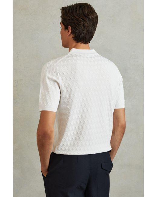 Reiss Rizzo - White Half-zip Knitted Polo Shirt for men
