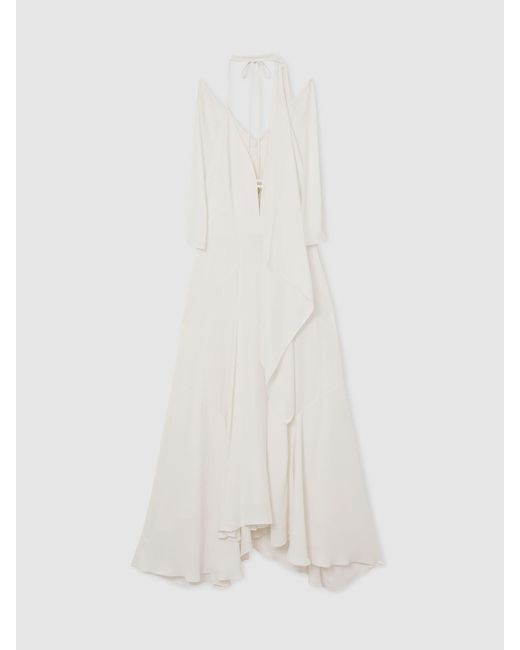 Reiss White Strappy Draped Cape Maxi Dress