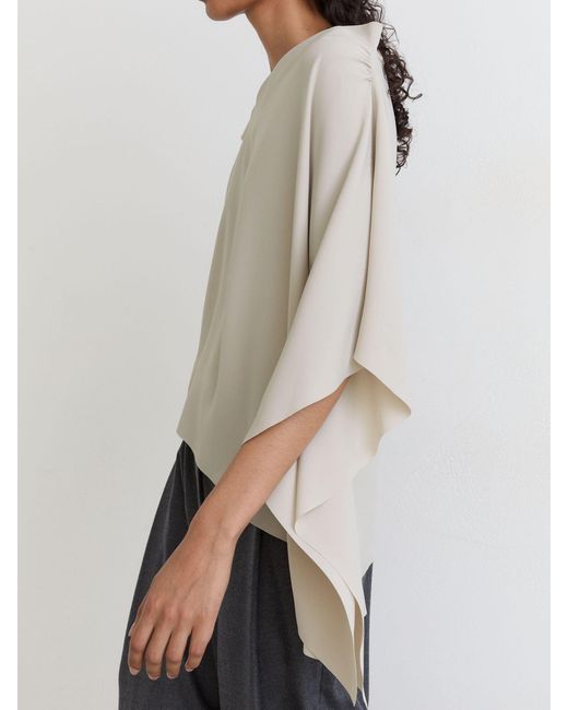 Reiss Gray Asymmetric Draped-Sleeve Top