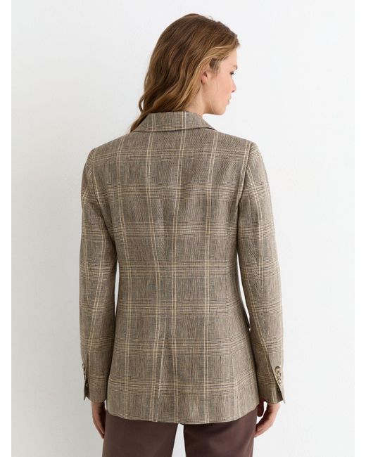 Reiss White Petite Linen Double-Breasted Blazer