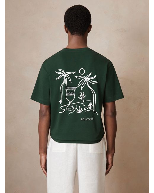 Reiss Artola - Green | Ché Cotton Palm-tree T-shirt, L for men