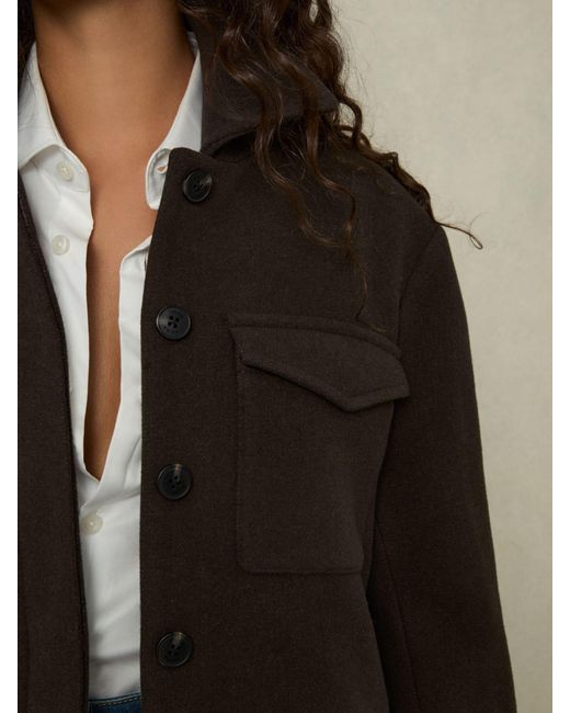 Reiss Blue Wool-Blend Cropped Jacket