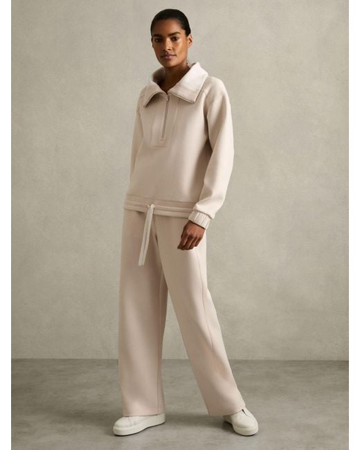 Reiss Natural Interlock Wide-Leg Drawstring Joggers
