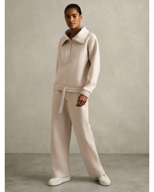 Reiss Natural Interlock Wide-Leg Drawstring Joggers