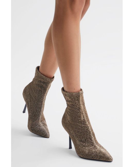Reiss Brown Jess - Bronze Metallic Sock Boots