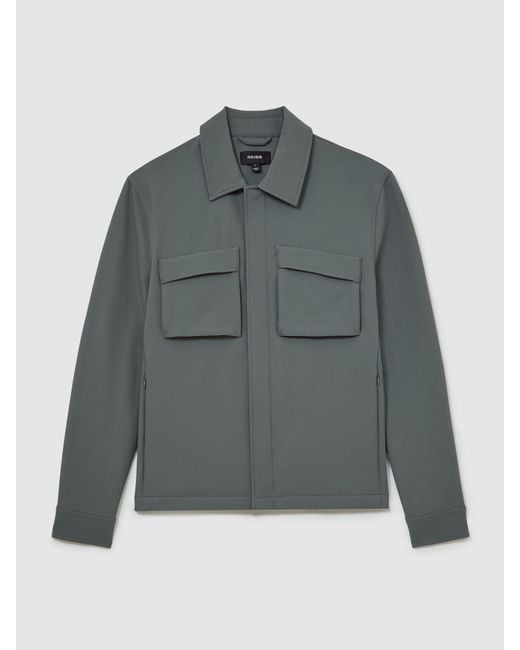 Reiss Gray Technical Twin-Pocket Overshirt for men
