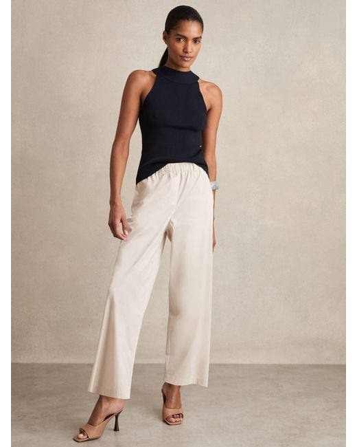 Reiss Natural Osbourne - Stone Cotton-blend Straight-leg Trousers, Us 2