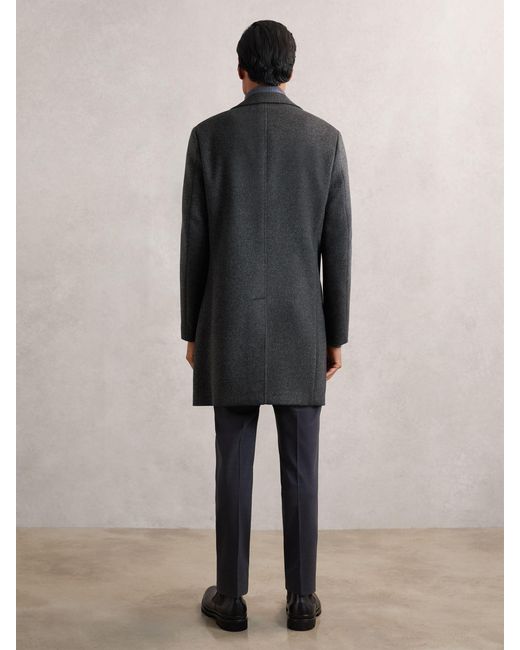 Reiss Gray Wool-Blend Double-Breasted Overcoat for men