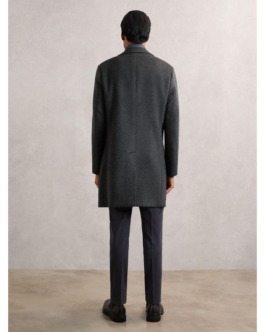 Reiss Gray Wool-Blend Double-Breasted Overcoat for men
