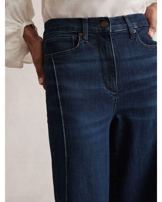 Reiss Blue Heather Petite Stretch-Cotton Wide-Leg Jeans