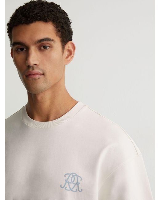Reiss White Monogram Butter Relaxed-Fit T-Shirt for men
