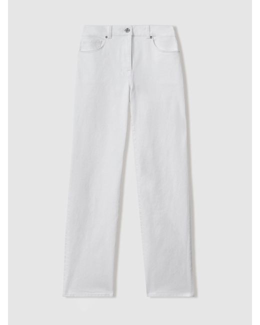Reiss Green Selin - White Petite Mid Rise Straight Leg Jeans