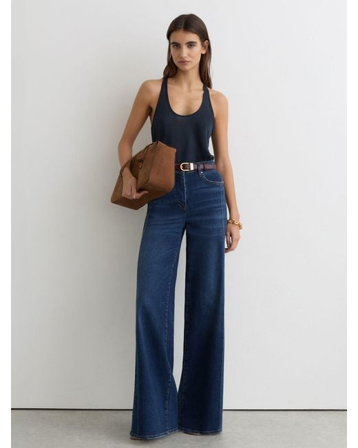 Reiss Blue Linen Racer-Back Vest