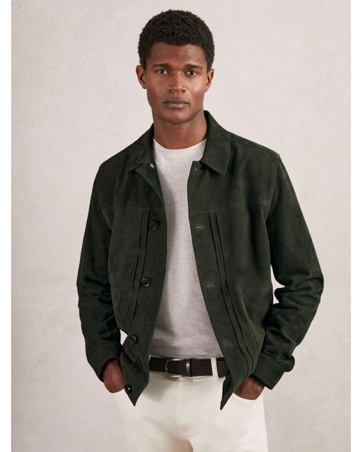 Reiss Green Suede Worker Jacket for men